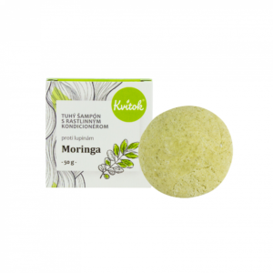 Kvitok Tuhý šampon s kondicionérem proti lupům Moringa - 50 g - lesklé vlasy bez lupů