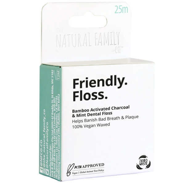 Jack n' Jill NFco. Zubní nit Friendly Floss (25 m) - s mátou a aktivním uhlím
