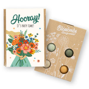 Blossombs Semínkové bomby - Dárková sada mini - Party (4 ks) - darujte květinu jinak