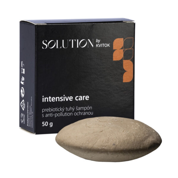 Kvitok Solution Prebiotický tuhý šampon s anti-pollution ochranou Intensive Care (50 g) - výživa pro poškozené, suché a namáhané vlasy