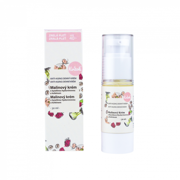 Kvitok Denní malinový krém pro zralou pleť 40+ (30 ml) - s vitaminem e a kofeinem