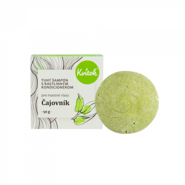 Kvitok Tuhý šampon s kondicionérem pro mastné vlasy Čajovník - 50 g - s rostlinným keratinem