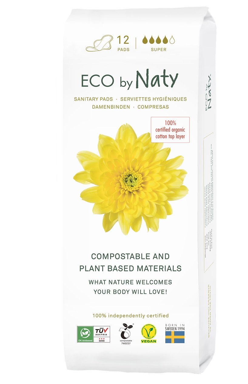 Eco by Naty Denní vložky s křidélky - super (12 ks) - vnitřní vrstva z biobavlny, 4 kapičky