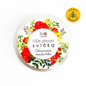Biorythme Extravagantně přírodní svíčka - Citronová meduňka (70 g) - svěží vůně citronely, eukalyptu s hřebíčku