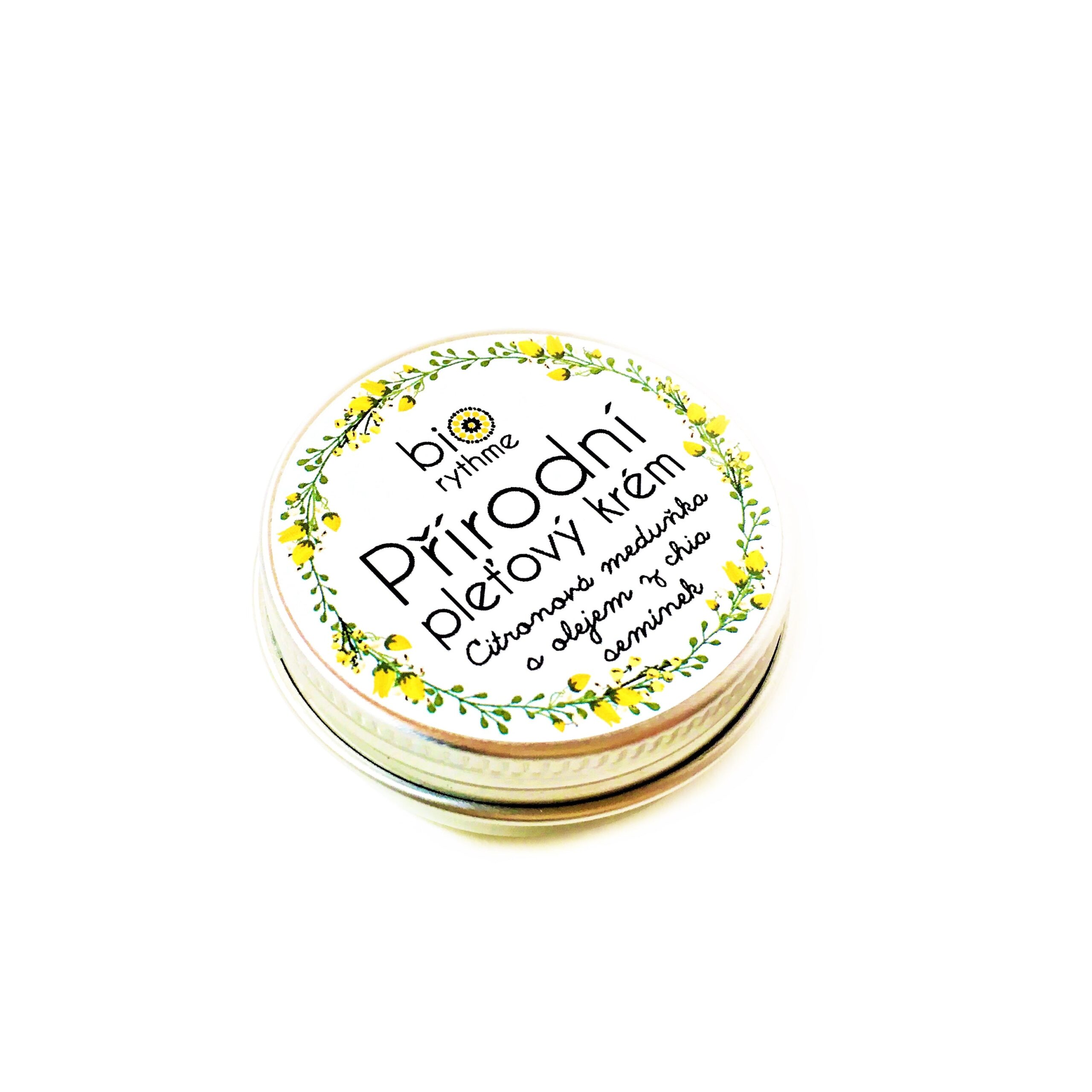 Biorythme Přírodní krém na mastnou pleť - Citronová meduňka a chia olej - 30 ml - pleť zmatní, ale nevysuší