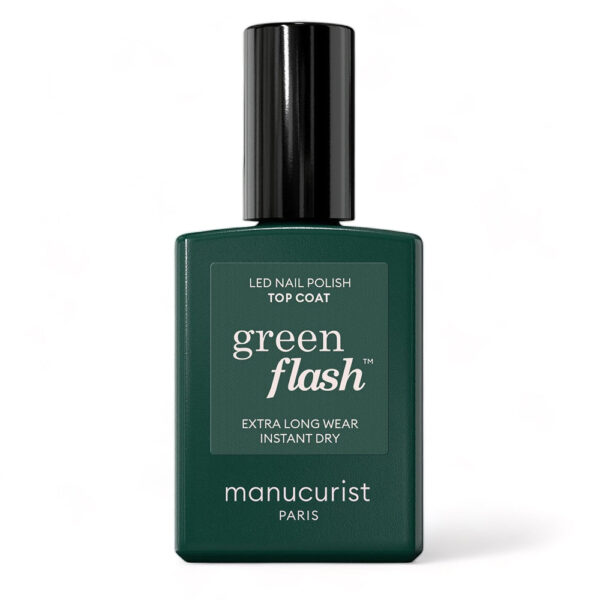 Manucurist Green Flash LED gel lak na nehty vrchní - Top Coat (15 ml) - 12-free a hema-free složení