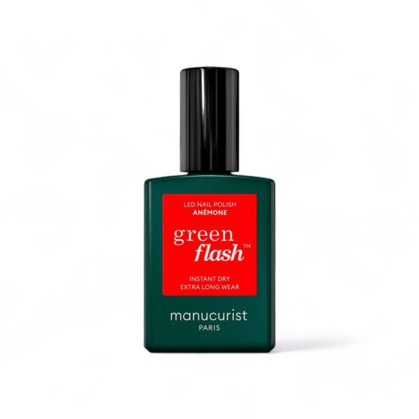 Manucurist Green Flash LED gel lak na nehty - Anemone (15 ml) - sytě červená sasanková barva