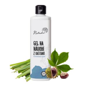 Natasha Gel na nádobí z kaštanů Citronová tráva - 500 ml - bojovník s mastnotou šetrný k pokožce