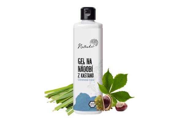 Natasha Gel na nádobí z kaštanů Citronová tráva - 500 ml - bojovník s mastnotou šetrný k pokožce