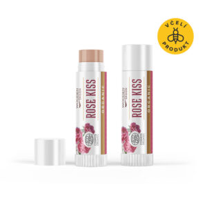 Wooden Spoon Balzám na rty Polibek růže BIO (4,3 ml) - květinové lázně pro rty
