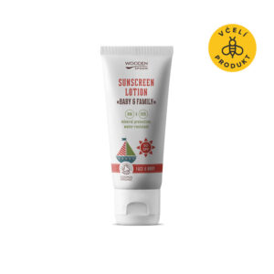 Wooden Spoon Opalovací tělové mléko v tubě Baby & Family SPF 50 BIO - 100 ml - voděodolné, nedělá bílé fleky