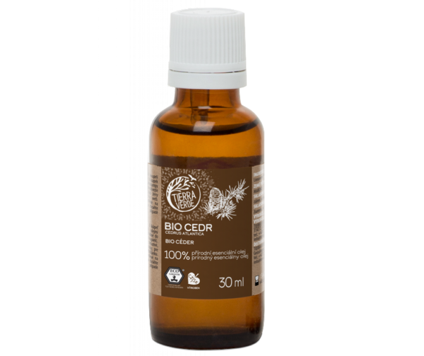 Tierra Verde Esenciální olej Cedr BIO - 30 ml - mužná a zklidňující vůně