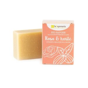 laSaponaria Tuhé olivové mýdlo BIO - Růžový olej a bambucké máslo (100 g)