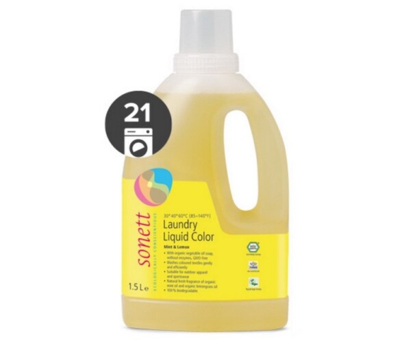 Sonett Tekutý prací gel na barevné prádlo BIO - 1,5 l - s mátou a citrónem