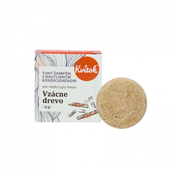 Kvitok Tuhý šampon s kondicionérem pro tmavé vlasy Vzácné dřevo - 25 g - krásně pění