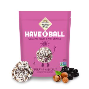Sunny Fruit Ovocné koule z datlí a višní s lískovými ořechy obalené v kokosu BIO (126 g) - bez přidaného cukru a siřičitanů
