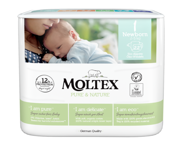 Moltex Ekoplenky Pure & Nature - pro novorozence (2-5 kg) (22 ks)