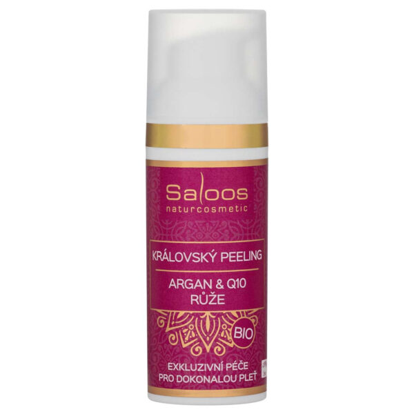 Saloos Královský peeling Argan & Q10 BIO - Růže (50 ml) - vyživující peeling s královskou vůní růže