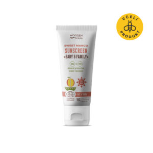 Wooden Spoon Opalovací tělové mléko Mango Baby & Family SPF 50 BIO - 100 ml - voděodolné, nedělá bílé fleky