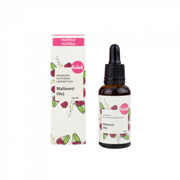Kvitok Malinový pleťový olej nerafinovaný BIO (30 ml) - pošk. obal - s lehkou vůní malin