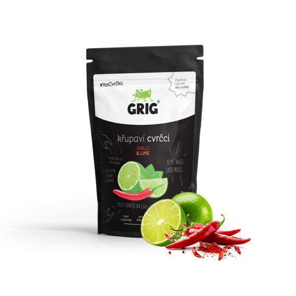 Grig křupaví cvrčci 20 g Příchuť: Chilli a limetka