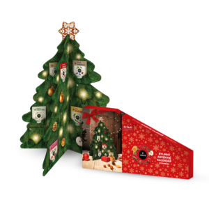 LEROS Bylinný adventní kalendář (24 nálev. sáčků) - Stromeček - s vystřihovacími ozdobami a jmenovkami