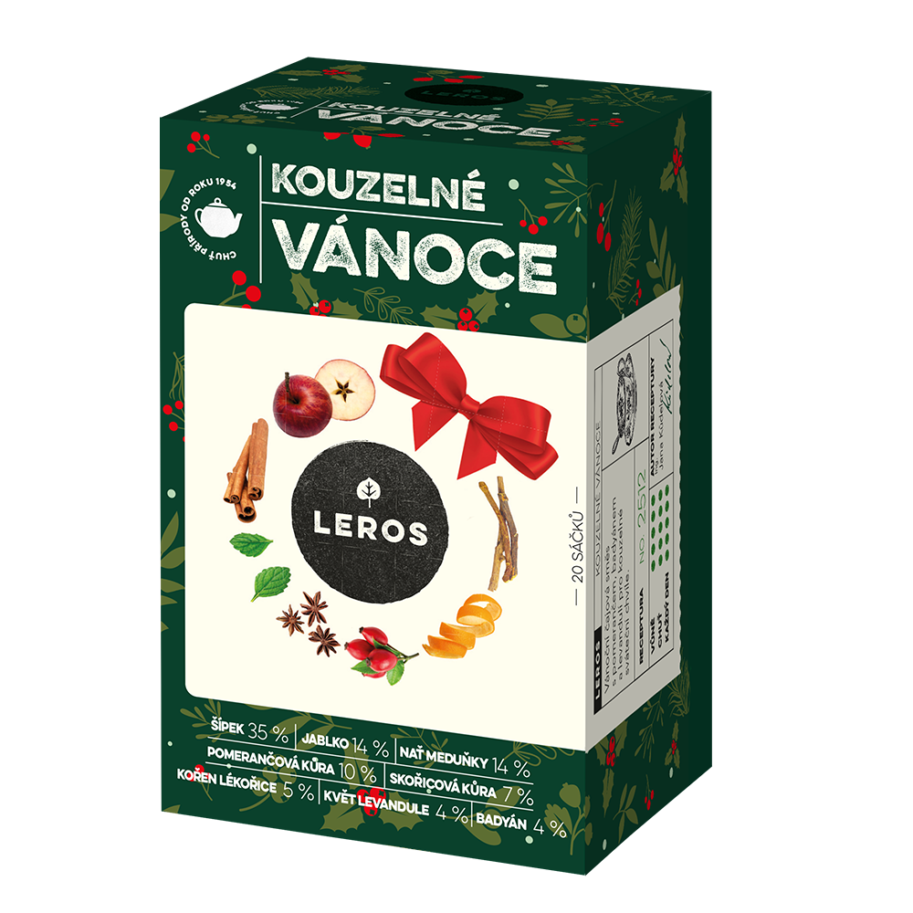 LEROS Ovocný čaj aromatizovaný Kouzelné Vánoce - nálev. sáčky (20 x 2 g) - vůně vanilky a mandlí, čaj z bylin a koření