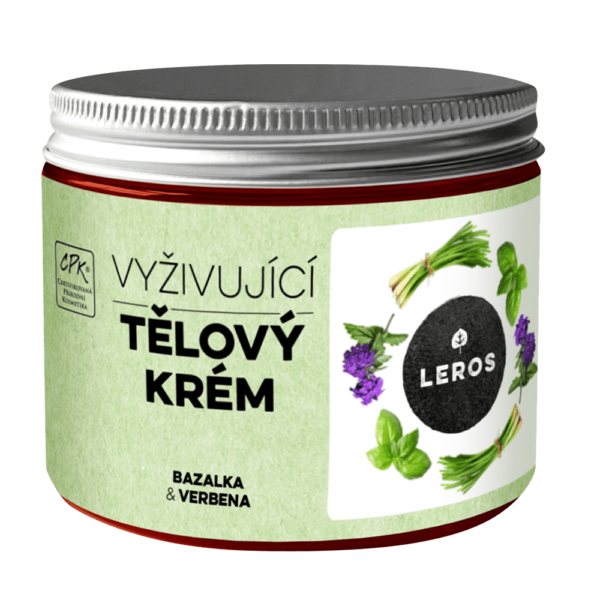 LEROS Tělový krém BIO (200 ml) - Bazalka & verbena - s olejem z vlašských ořechů a meruňky