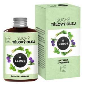 LEROS Suchý tělový olej BIO (100 ml) - Bazalka & verbena - i pro výživu vlasových konečků a nehtů