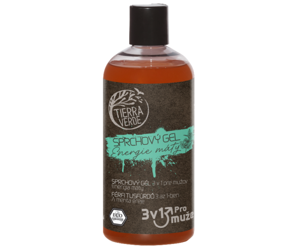 Tierra Verde Pánský sprchový gel na tělo, obličej a vlasy 3v1 - Energie máty - 500 ml - nahradí až tři produkty