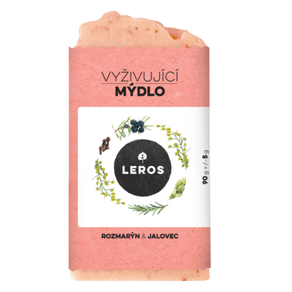 LEROS Vyživující mýdlo (90 g) - Rozmarýn & jalovec - s růžovým jílem