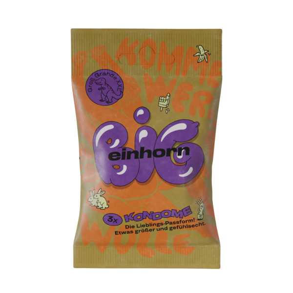 Einhorn Kondomy Big - 3 ks - veganské, bez parfemace