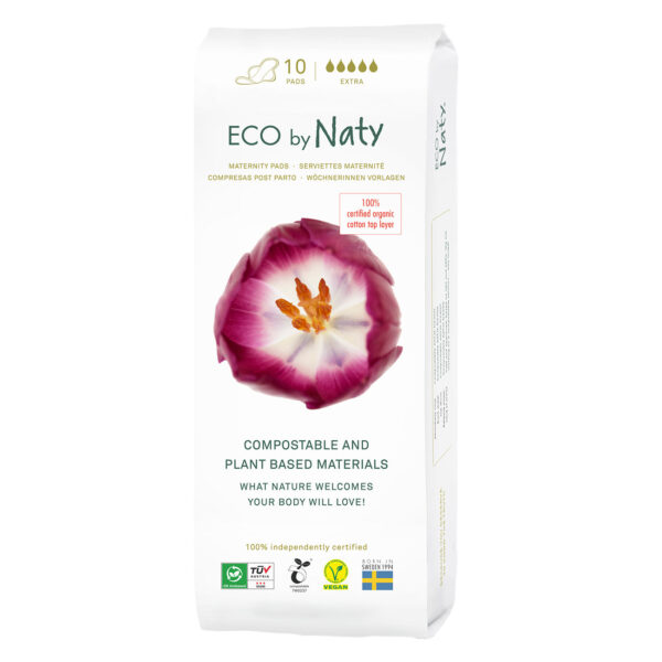 Eco by Naty Dámské mateřské vložky po porodu (10 ks) - vnitřní vrstva z biobavlny, 5 kapiček