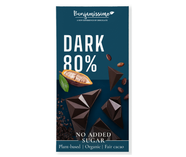 Benjamíssimo Tmavá čokoláda bez přidaného cukru 80% BIO (60 g) - slazená erythritolem
