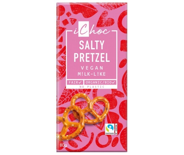 iChoc Čokoláda se slanými preclíky BIO (80 g) - fair trade kvalita