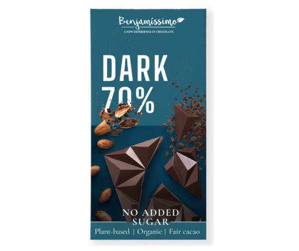 Benjamíssimo Tmavá čokoláda bez přidaného cukru 70% BIO (70 g) - slazená erythritolem