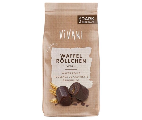 Vivani Oplatkové rolky v hořké čokoládě BIO (125 g) - rychlá a chutná svačinka