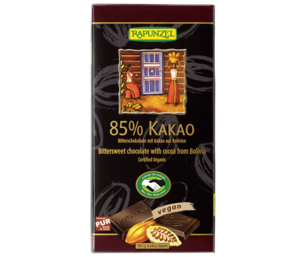 Rapunzel Tmavá čokoláda 85% BIO (80 g) - z kakaových bobů z bolívie