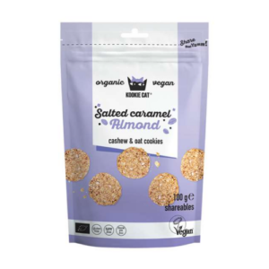 Kookie Cat Mini sušenky slaný karamel a mandle BIO (10 x 10 g) - bez lepku a umělých přísad