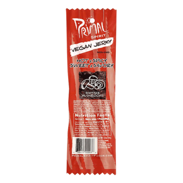 Primal Spirit Foods Jerky rostlinné - Hot & Spicy (28 g) - lehká svačinka do kapsy - Image 2