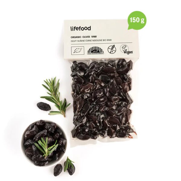 Lifefood Olivy Botija černé sušené bez pecek RAW BIO - 150 g - chuť pravého středomoří
