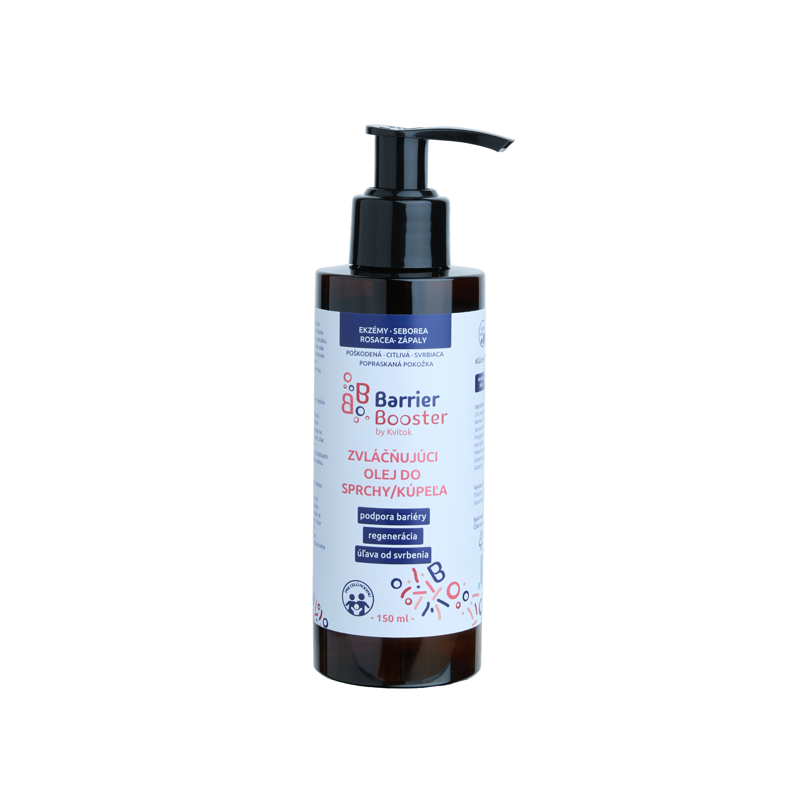 Kvitok Barrier Booster Zvláčňující olej do sprchy a koupele (150 ml) - pro hedvábně jemnou pokožku