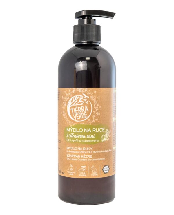 Tierra Verde Tekuté mýdlo na ruce - BIO Vavřín - 480 ml - s českým bio jitrocelem