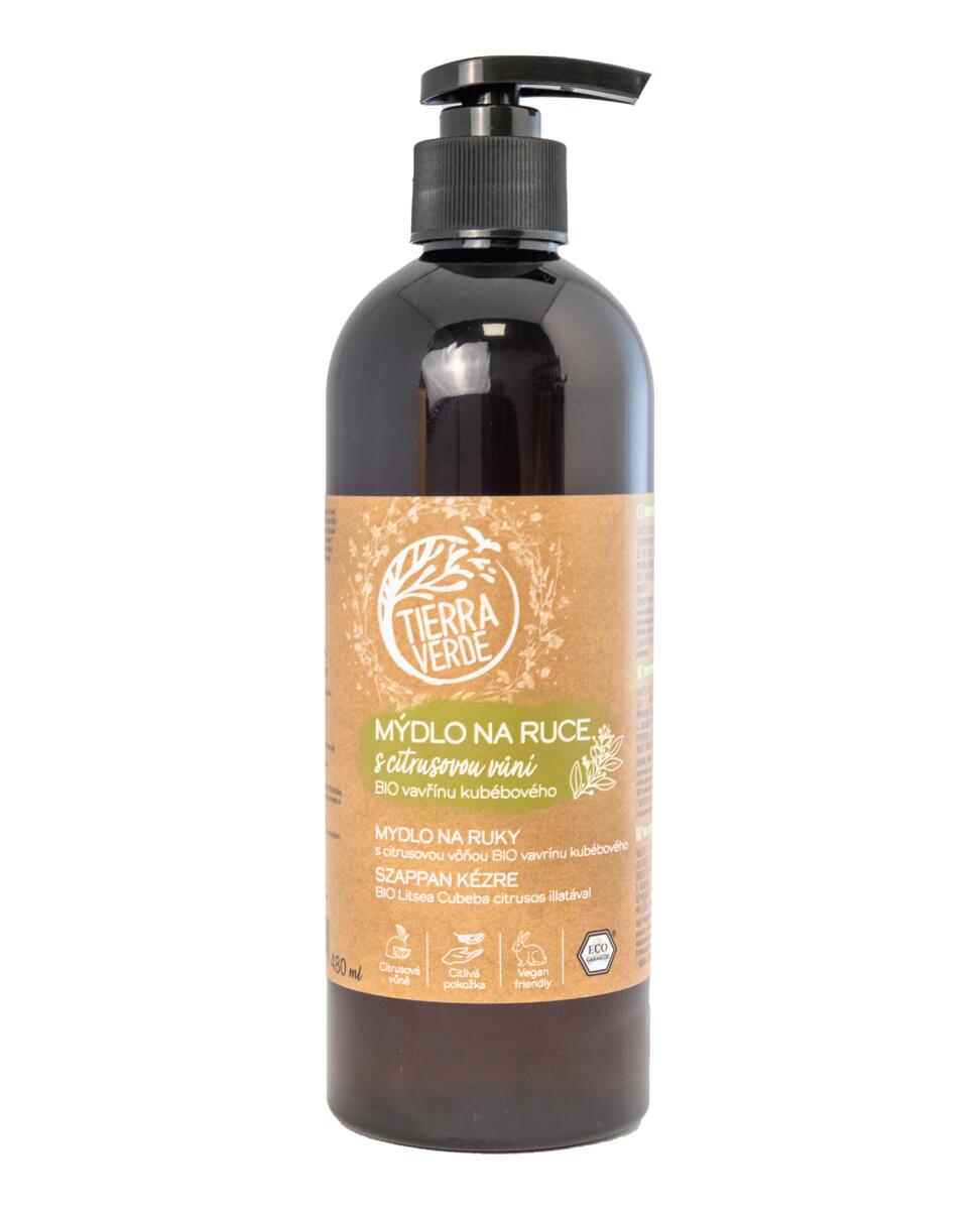 Tierra Verde Tekuté mýdlo na ruce - BIO Vavřín - 480 ml - s českým bio jitrocelem