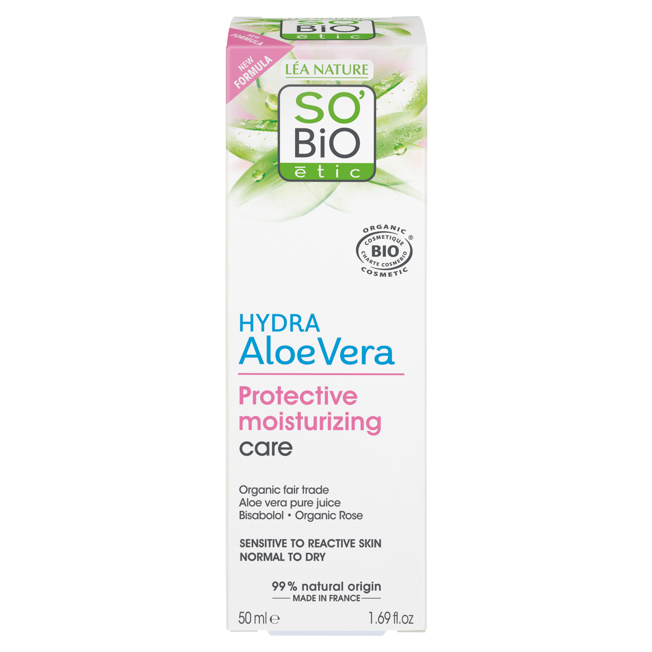 SO’BiO étic Krém ochranný pro citlivou pleť s Aloe vera 5v1 BIO (50 ml) - hydratuje a zklidňuje pleť