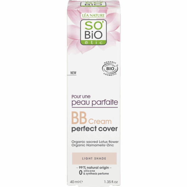 SO’BiO étic BB krém pro dokonalou pleť - odstín Light BIO (40 ml) - s extraktem z květu lotosu