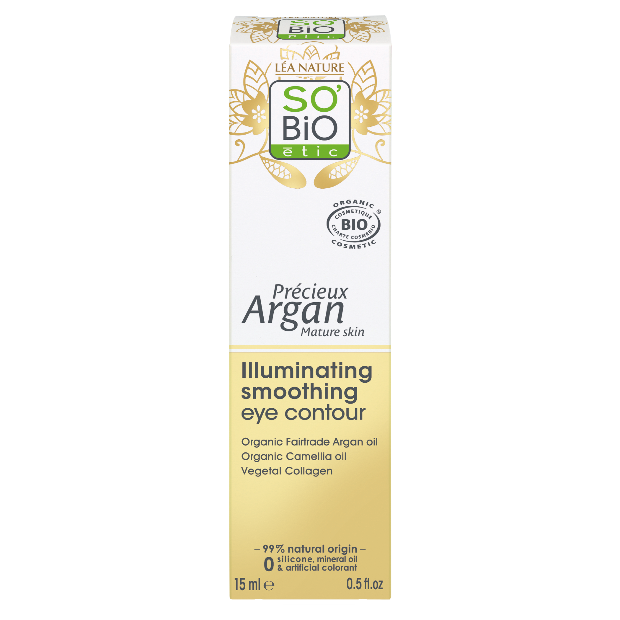 SO’BiO étic Anti-Age Precieux Argan Péče o oční okolí vyhlazující GOLD BIO (15 ml) - ideální pro zralou pleť