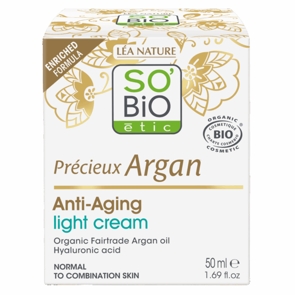 SO’BiO étic Anti-age Precieux Argan Krém denní lehký pro normální až smíšenou pleť BIO (50 ml) - hydratuje a zpevňuje pleť