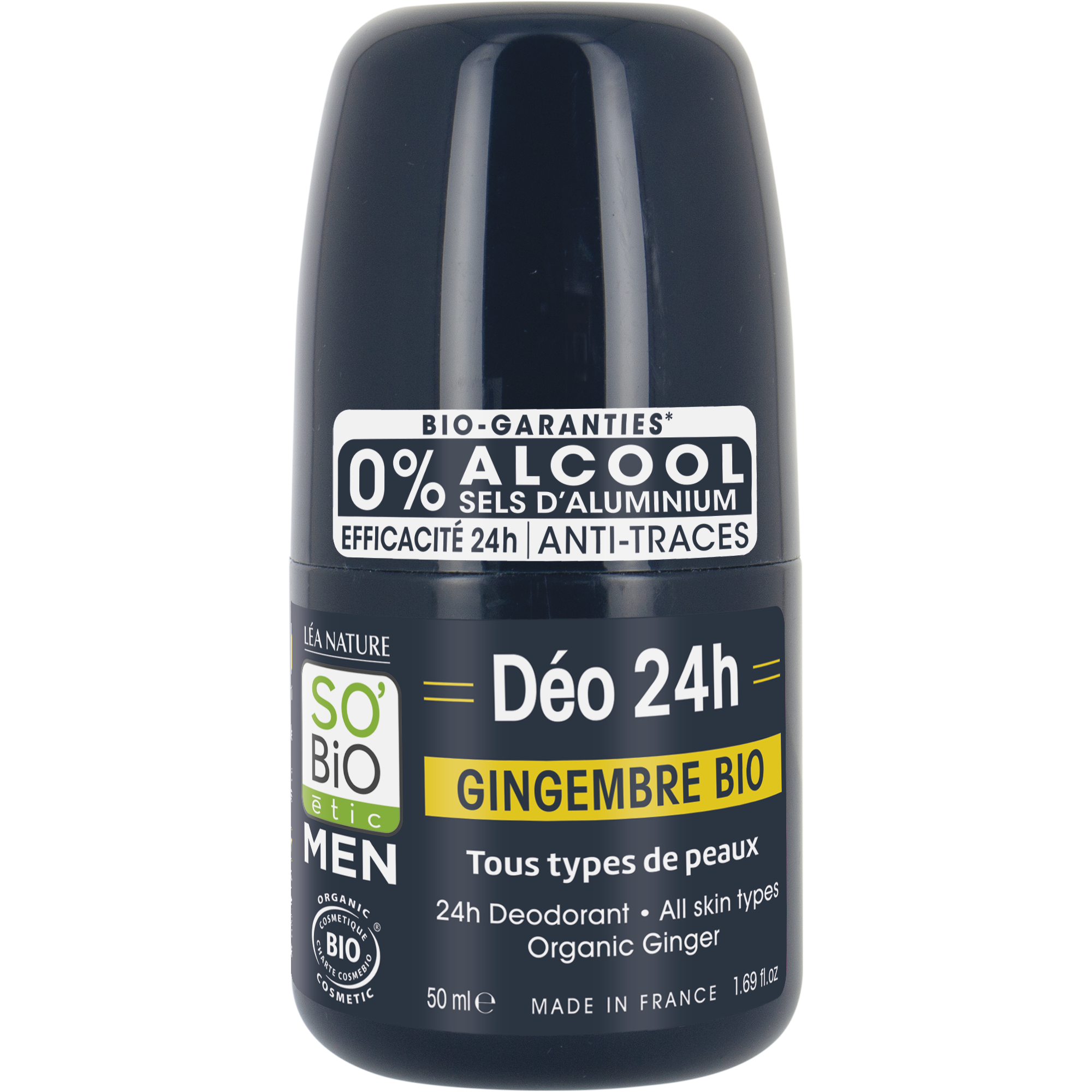SO’BiO étic Deodorant roll-on 24h MEN - zázvor BIO (50 ml) - účinný až 24 hodin