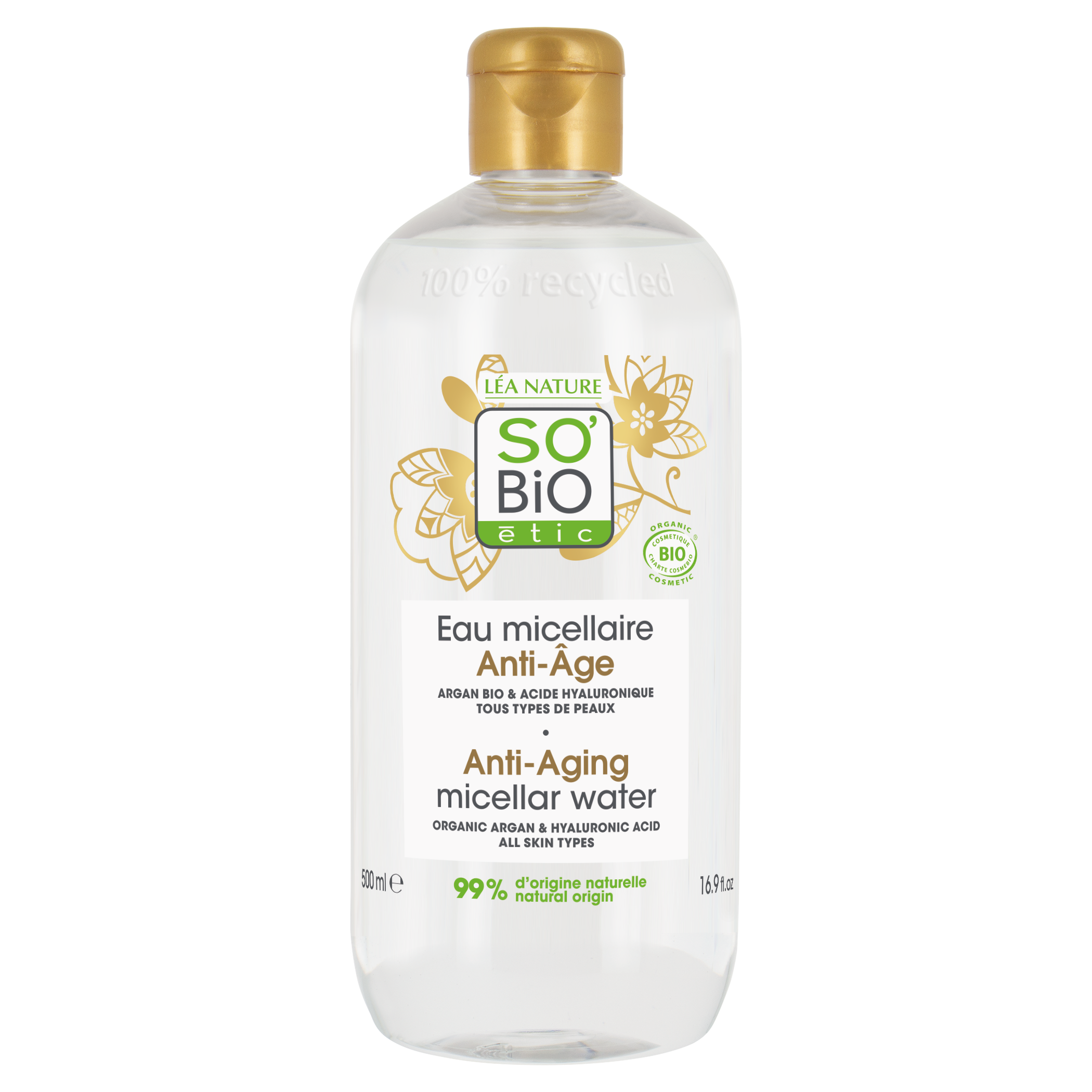 SO’BiO étic Anti-Age Precieux Argan Voda micelární Anti-age s hyaluronem BIO (500 ml) - s kyselinou hyaluronovou